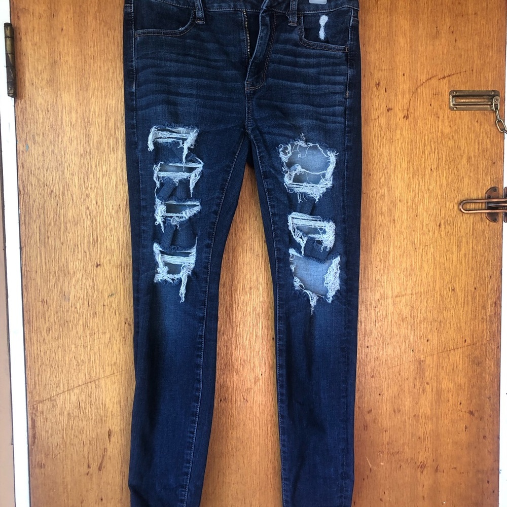 American Eagle High Rise Jegging Jeans Size 4 Reg Skinny Fit Stretch Denim Blue